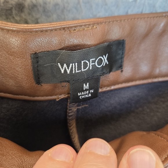 Wildfox Womens Faux Leather Pants Sz M Dark Brown High Waist Front Ankle Slit - Picture 7 of 13